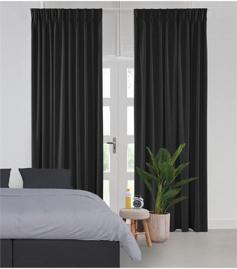 Zwart Gordijn Dubbele Plooi Op Maat (Shimmer Gloss Black 221505G 05G)