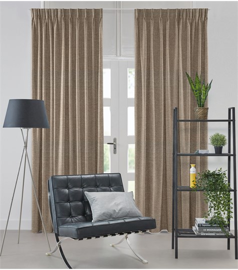 Beige Gordijn Dubbele Plooi Op Maat (Madonna Gloss Beige VMADG17G VMADG17G)