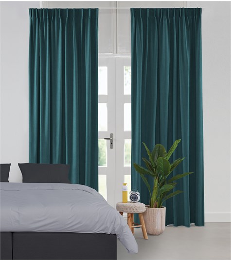 Blauw Gordijn Enkele Plooi Op Maat (Shimmer Matt Petrol 221500M 00M)