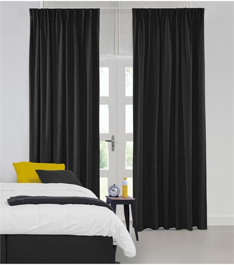 Zwart Gordijn Enkele Plooi Op Maat (Shimmer Mat Black 221505M 05M)