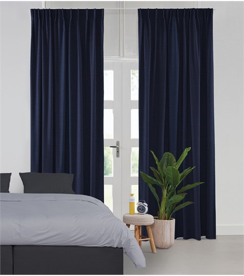 Blauw Gordijn Enkele Plooi Op Maat (Single Marine VSING05)