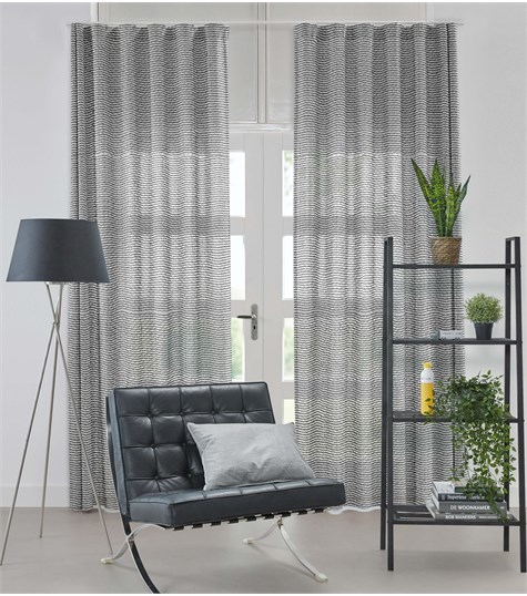 Zwart Gordijn Wave Plooi Op Maat (Sakura Zilver 218273 73)