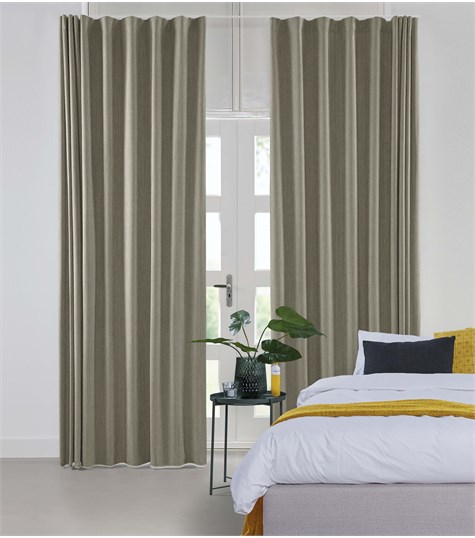 Bruin Gordijn Wave Plooi Op Maat (Shimmer Mat Taupe 221510M 10M)