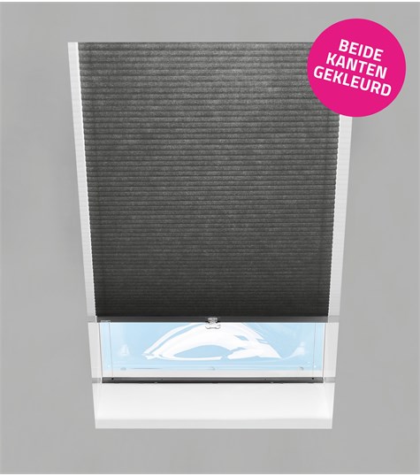 Zwart Plisségordijn One Tone Lichtkoepel Op Maat (Jet Black One Tone C2201T)