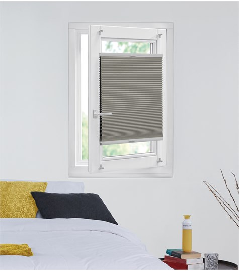 Grijs Plisségordijn Draai-kiepraam Op Maat (Mouse Grey B6307 B6307)