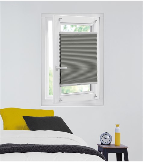 Grijs Plisségordijn Draai-kiepraam Op Maat (Dark Grey B6313 B6313)