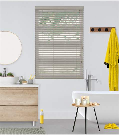 Grijze Houtlook Jaloezie 50mm Op Maat (Licht Grijs 6958 6958)