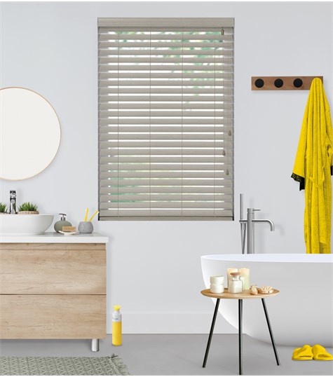 Grijze Houtlook Jaloezie 63mm Op Maat (Licht Grijs 6958 6958)
