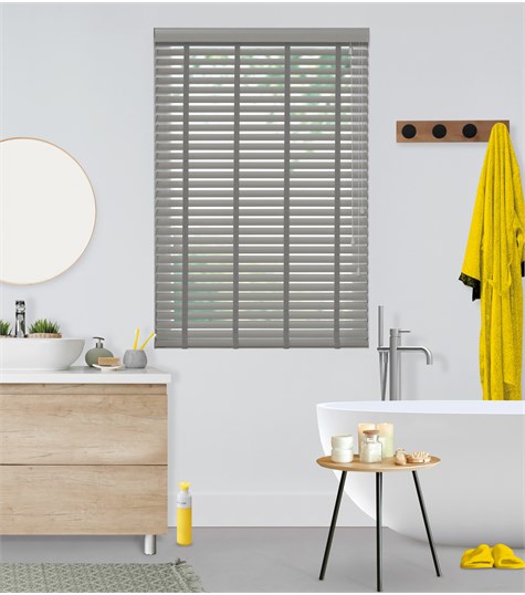 Grijze Houtlook Jaloezie 50mm Op Maat (Platina Grijs 6107 6107)