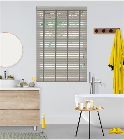 Grijze Houtlook Jaloezie Ladderband 50mm Op Maat (Licht Grijs 6958 6958)
