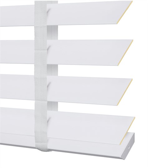 Witte Houtlook Jaloezie Ladderband 63mm (Designer Wit 6051)