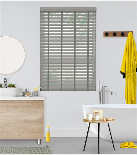 Grijze Houtlook Jaloezie 63mm Op Maat (Platina Grijs 6107 6107)
