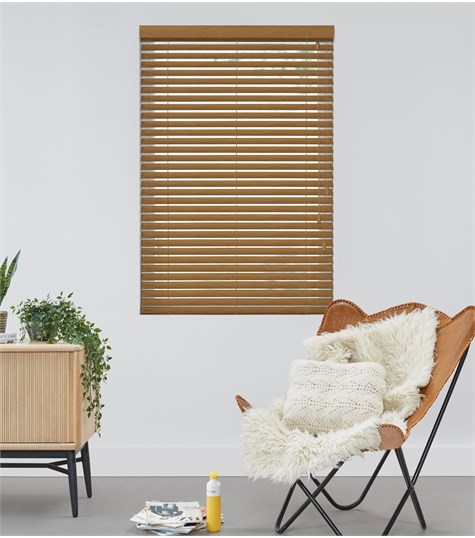 Bruine Houten Jaloezie Harmony 50mm Op Maat (Donker Eiken ND227)