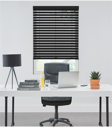 Zwarte Houten Jaloezie Harmony 63mm Op Maat (Grijs Zwart ND017 ND017)