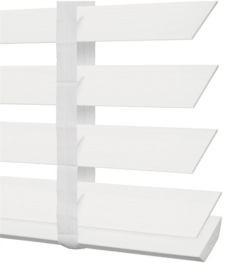 Witte Houten Jaloezie Harmony Ladderband 63mm (Zijde Wit ND003)