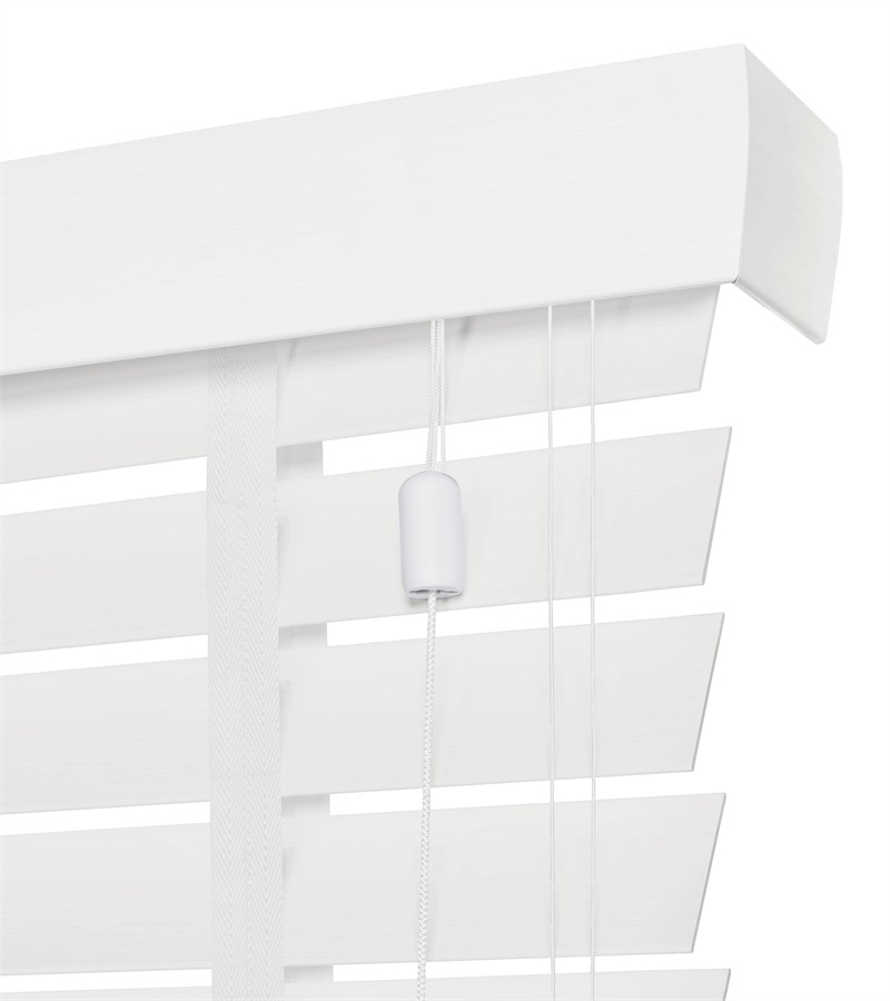 Houten jaloezieen 63mm met ladderband, white (wit) Wit houten jaloezieen woonkamer