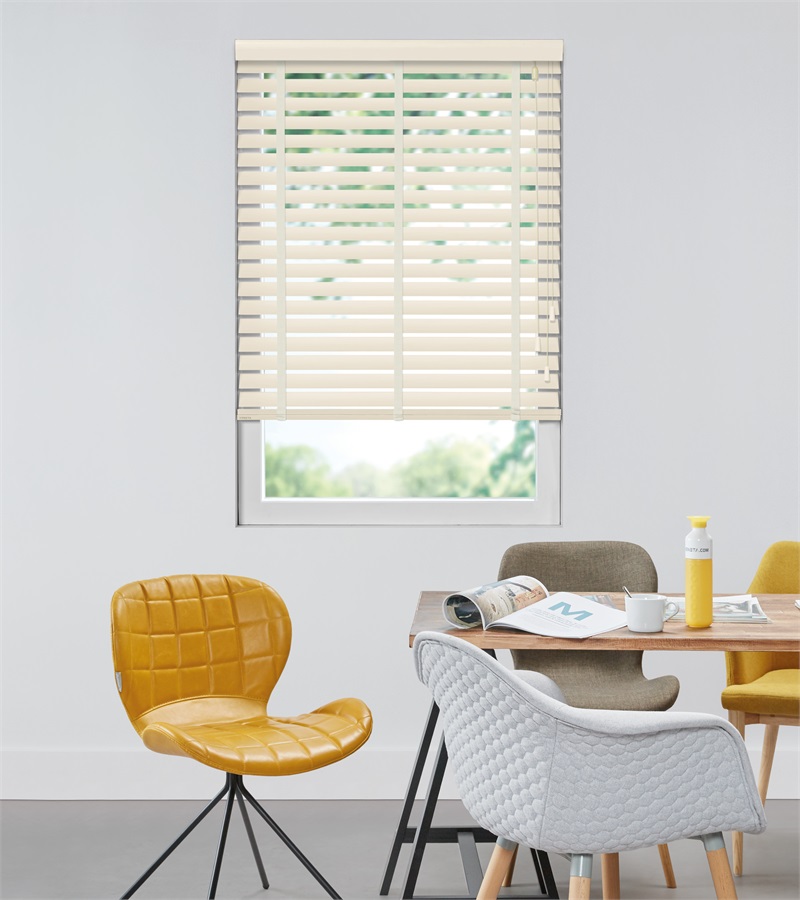 Witte Houten Jaloezie Harmony Ladderband 63mm Op Maat (Creme ND012