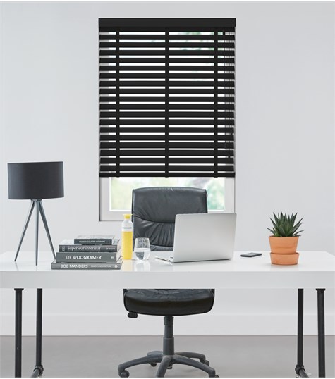 Zwarte Houten Jaloezie Harmony Ladderband 63mm Op Maat (Grijs Zwart ND017 ND017)