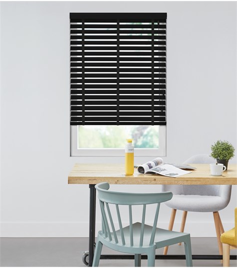 Zwarte Houten Jaloezie Harmony Ladderband 63mm Op Maat (Zwart ND091)