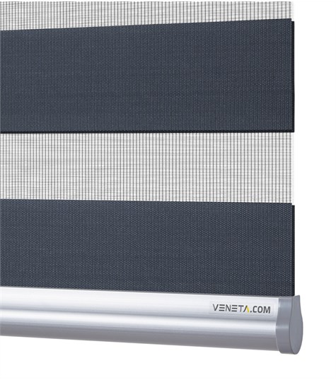 Blauw Duo Rolgordijn Semi-transparant (Blauw Grijs VD-63)