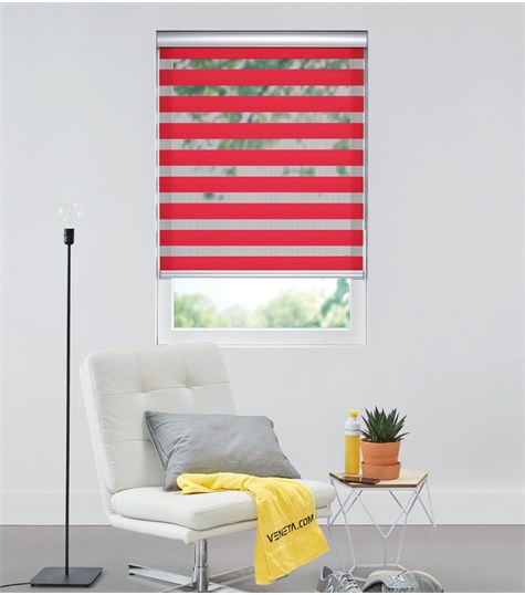 Rood Duo Rolgordijn Semi-transparant Op Maat (Rood VD-78)