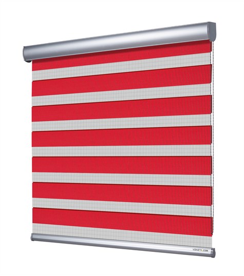 Rood Duo Rolgordijn Semi-transparant