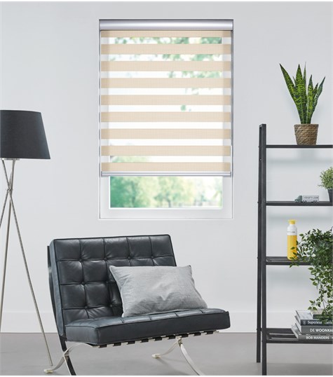 Beige Duo Rolgordijn Semi-transparant Op Maat (Beige SN-N31P)