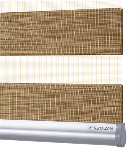 Beige Duo Rolgordijn Semi-transparant (Riet SN-N34P)