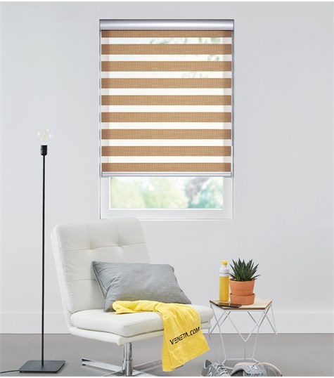 Beige Duo Rolgordijn Semi-transparant Op Maat (Roest SN-N36P)