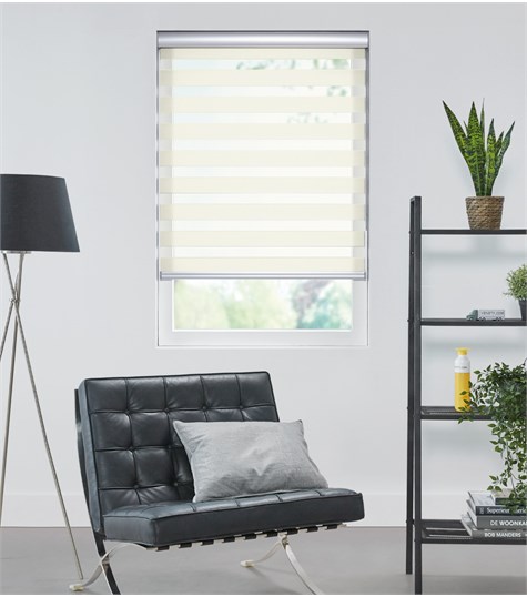 Wit Duo Rolgordijn Semi-transparant Op Maat (Off White NN23)