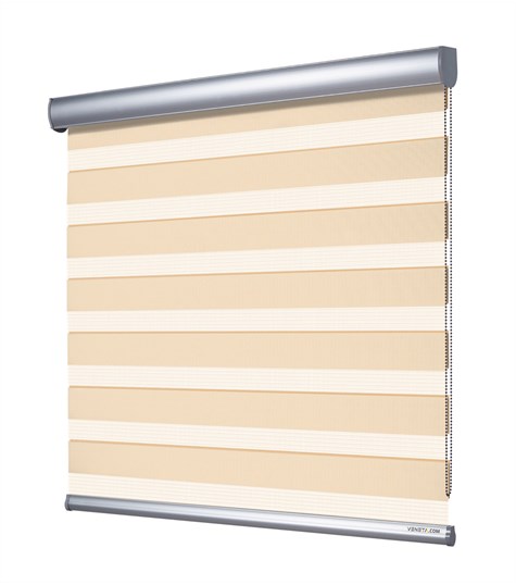 Beige Duo Rolgordijn Semi-transparant