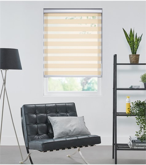 Beige Duo Rolgordijn Semi-transparant Op Maat (Warm Zand NN35)