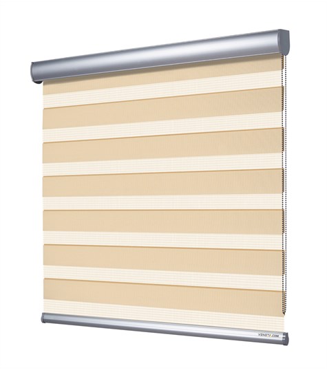 Beige Duo Rolgordijn Semi-transparant