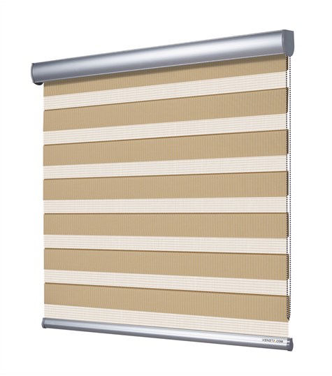 Beige Duo Rolgordijn Semi-transparant