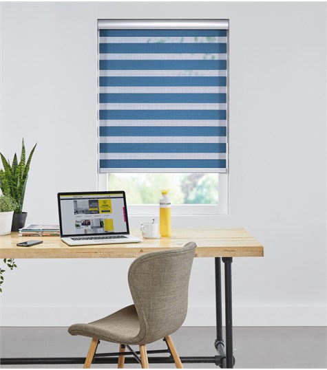 Blauw Duo Rolgordijn Semi-transparant Op Maat (Kobalt Blauw NN55)