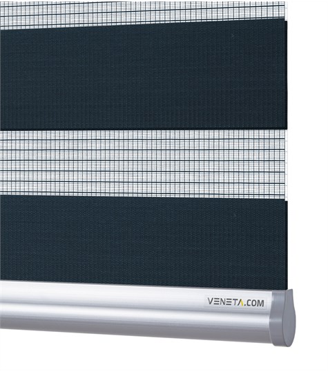 Blauw Duo Rolgordijn Semi-transparant (Donker Blauw NN56)