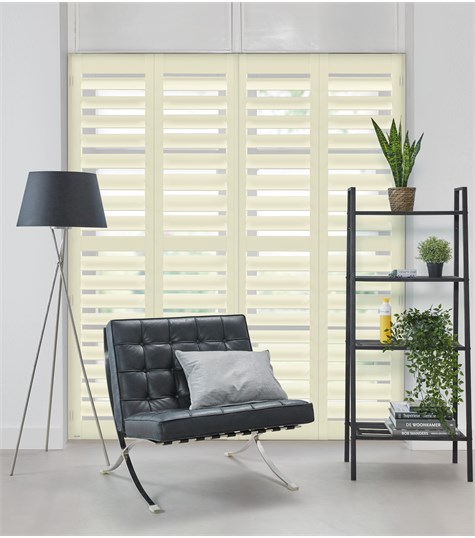 Witte Shutter 114mm Op Maat (Natural Linen NW603 603)