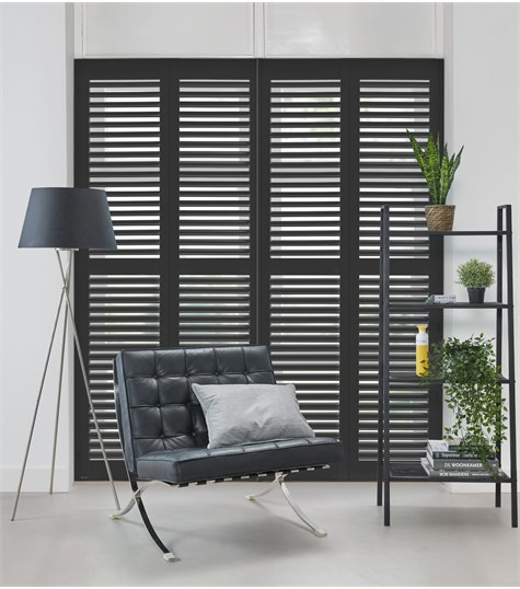 Grijze Shutter Woodlore Plus 63mm Op Maat (Gray Black WP017 17)