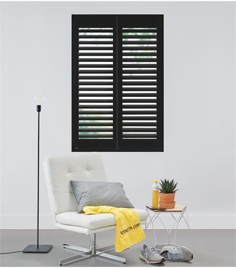 Zwarte Shutter Bright Wood 76mm Op Maat (Classic Black 836)