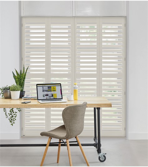 Grijze Shutter Woodlore Plus 76mm Op Maat (Sea Mist 32)