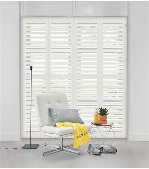 Witte Shutter Bright Wood 89mm Op Maat (Extra White BW002 2)