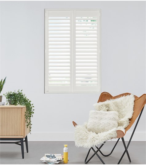 Witte Shutter Bright Wood 76mm Op Maat (Silk White 3)