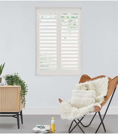 Witte Shutter Bright Wood 89mm Op Maat (Decorators White 63)