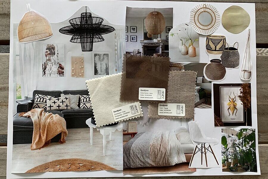 Moodboard voorbeeld van gordijnen stijl